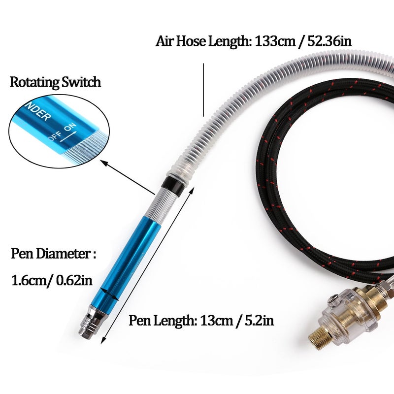 Valianto 1/8" (3mm) Air Micro Grinder, Pneumatic Pencil Die Grinder, 58000 RPM Free Speed - Image 4